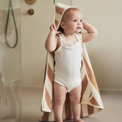 Jollein Badcape Stripe Terry 75x75cm Biscuit GOTS -Babyproducten Winkel jollein jollein badcape stripe terry 75x75cm biscu 8