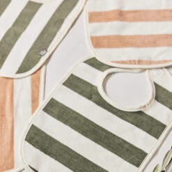 Jollein Slabbetje Stripe Terry Biscuit GOTS 2-pack -Babyproducten Winkel jollein jollein slabbetje stripe terry biscuit got 4