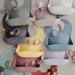 Mushie Silicone Slabbetje Peach Terrazzo -Babyproducten Winkel mushie mushie silicone slabbetje peach terrazzo 3