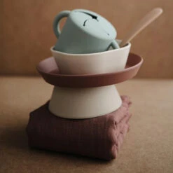 Mushie Siliconen Kom Met Zuignap Blush -Babyproducten Winkel mushie mushie siliconen kom met zuignap blush 4