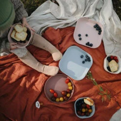 Mushie Vierkante Kommen Set Van 2 - Blush -Babyproducten Winkel mushie mushie vierkante kommen set van 2 blush 4