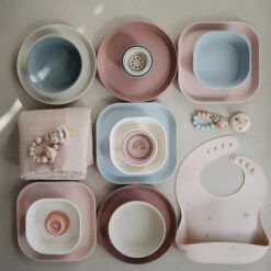 Mushie Vierkante Kommen Set Van 2 - Ivory -Babyproducten Winkel mushie mushie vierkante kommen set van 2 ivory 2